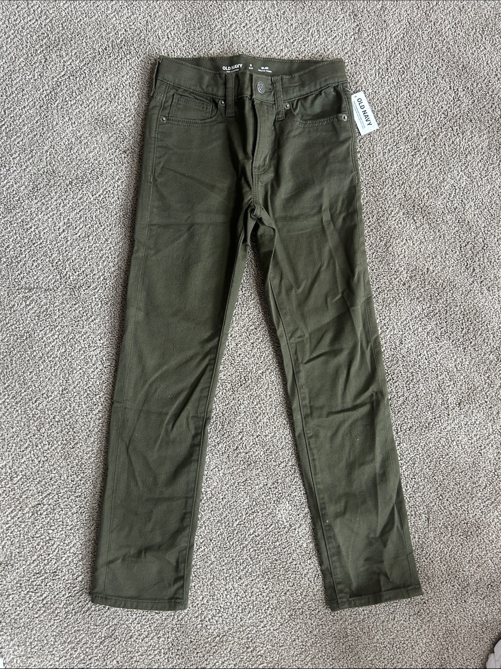 NWT Old Navy Dark Olive 360 Degree Stretch Slim Boys Jeans